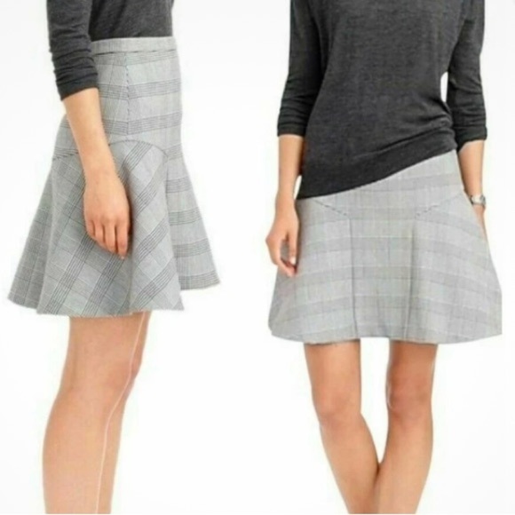 J Crew skirt fit & flare flounce Glen plaid plaza size 4 - Picture 1 of 4